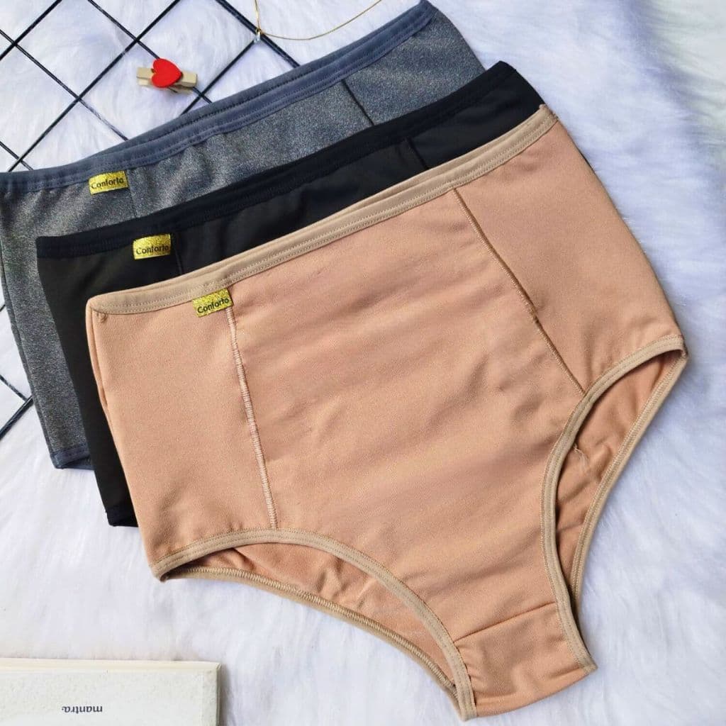 Kit 3 Calcinha Cinta Suplex Cintura Alta Lingerie Conforto - Isabela