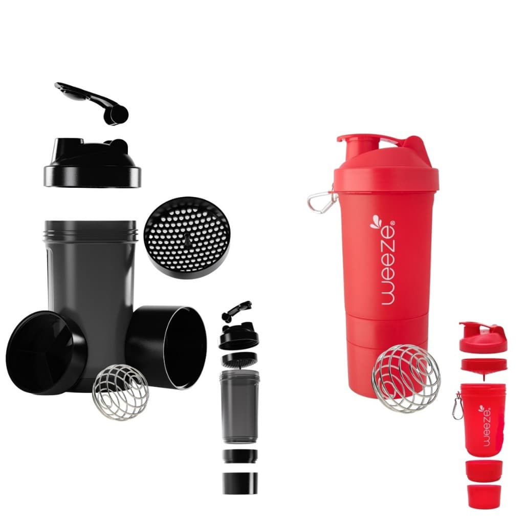 Coqueteleira Shaker Academia Compartimento Suplementos Fit Whey Shakeira