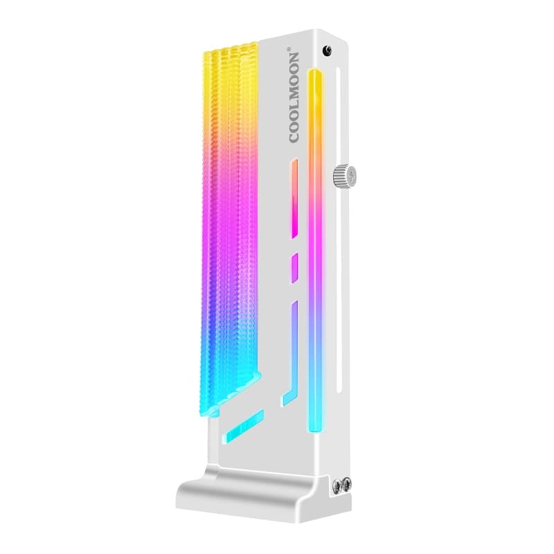 SUPORTE PLACA DE VÍDEO (VGA GPU) VERTICAL, LED ARGB 5V, BRANCO, GH2 COOLMOON