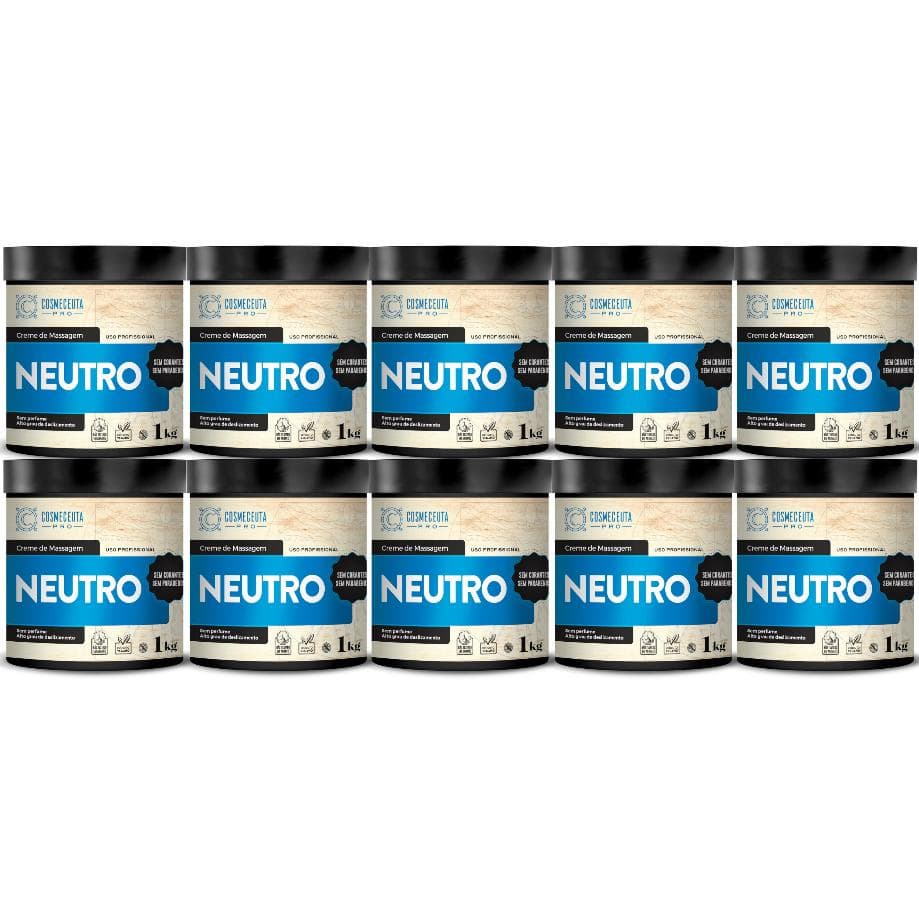 Creme de Massagem Neutro 1kg Cosmeceuta 10 Unidades