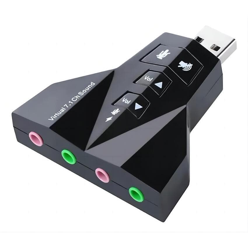 Adaptador Placa De Som Usb 7.1 Adaptador Áudio Notebook Pc Cor Preto