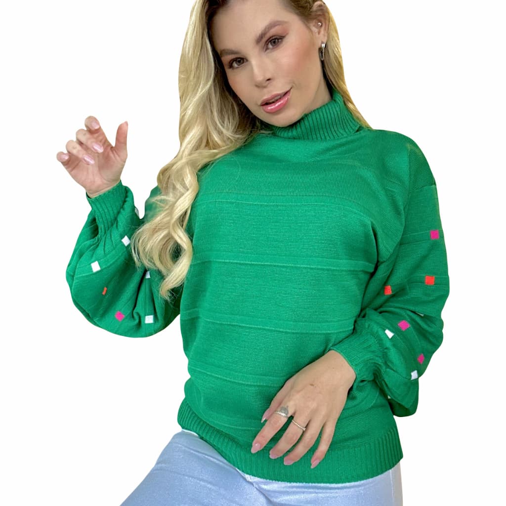 Moda Outono Inverno Lançamento Blusa Trico Malha Lã Frio