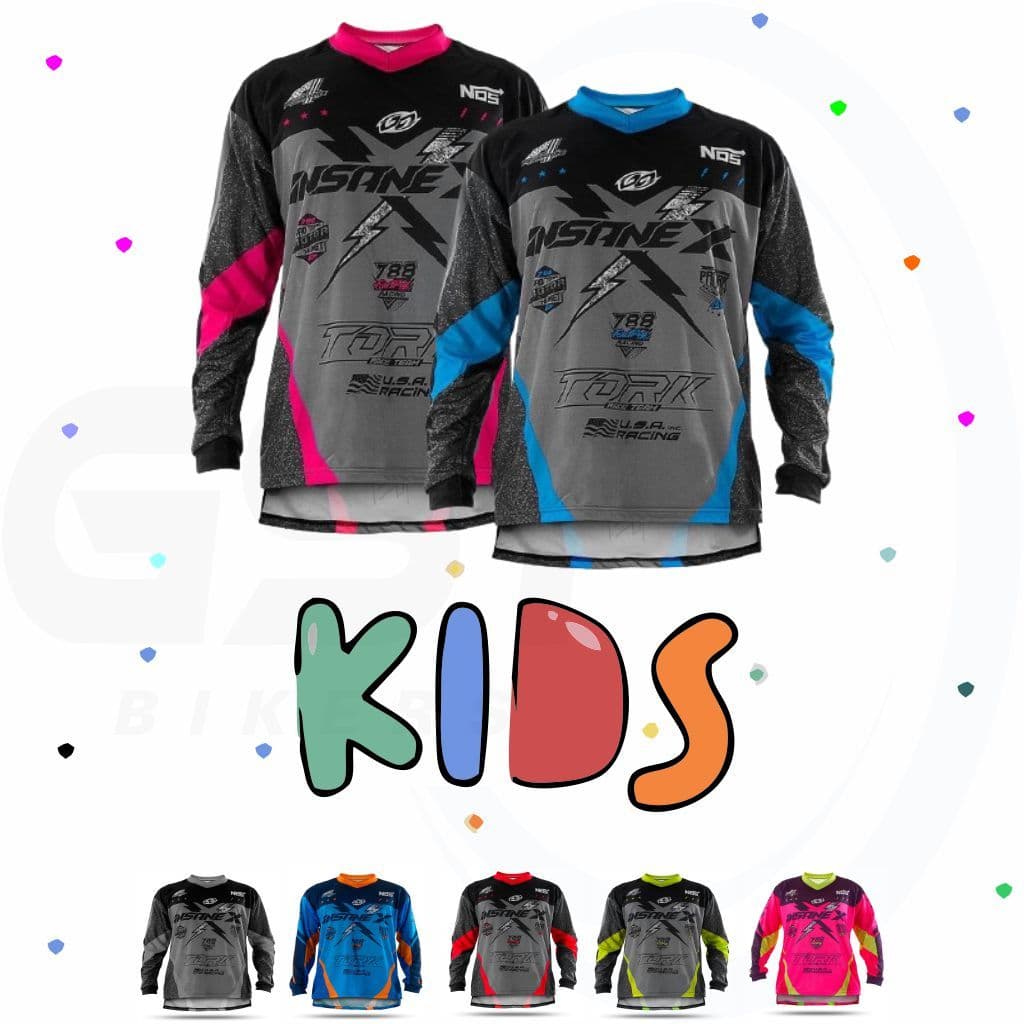 Camisa infantil Motocross Manga Longa Estampada Masculina Feminina Pro Tork Insane X trilha