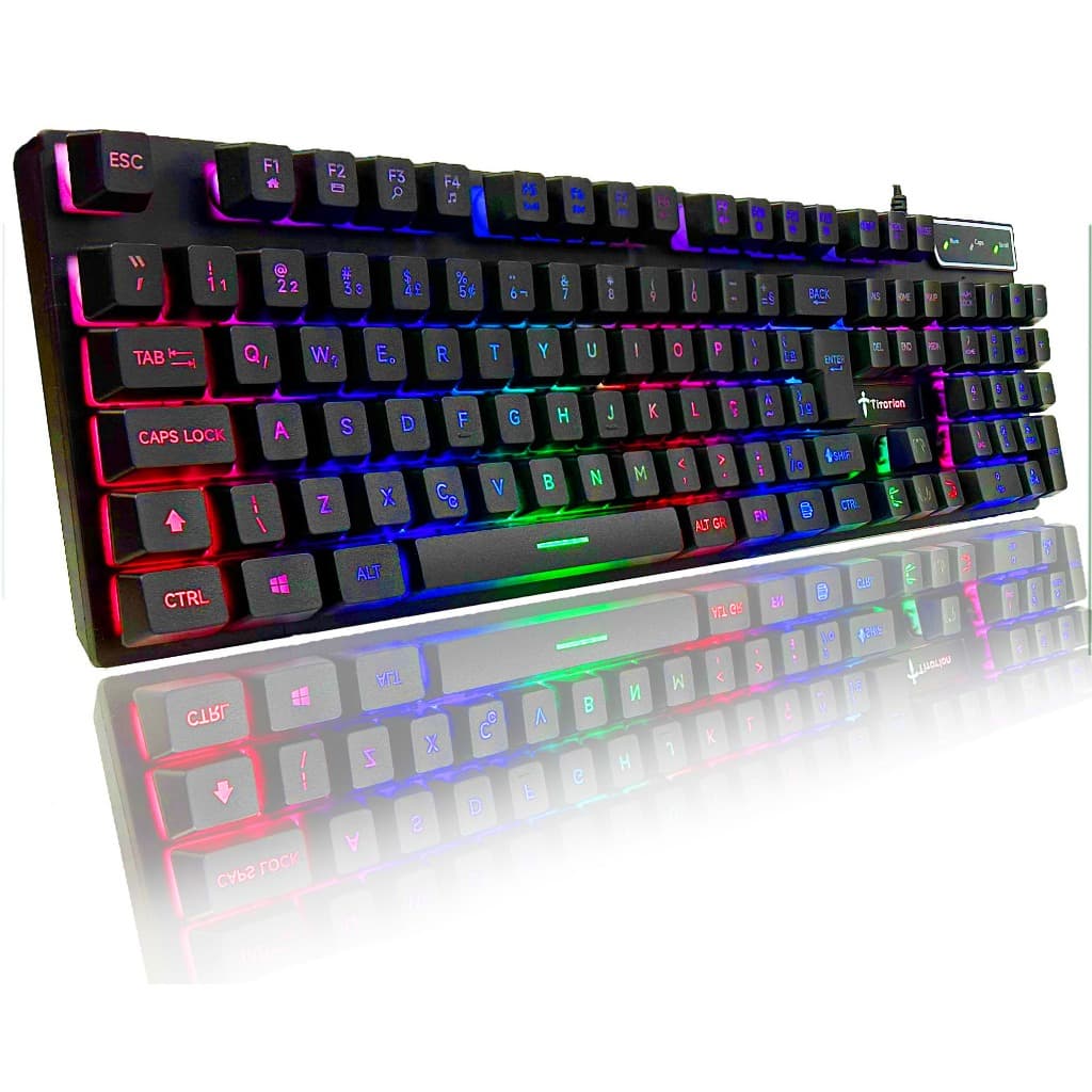 Teclado Gamer Semi Mecânico 100% com Fio Preto Abnt2 Usb Rgb Computador Videogame - Titorion TE001