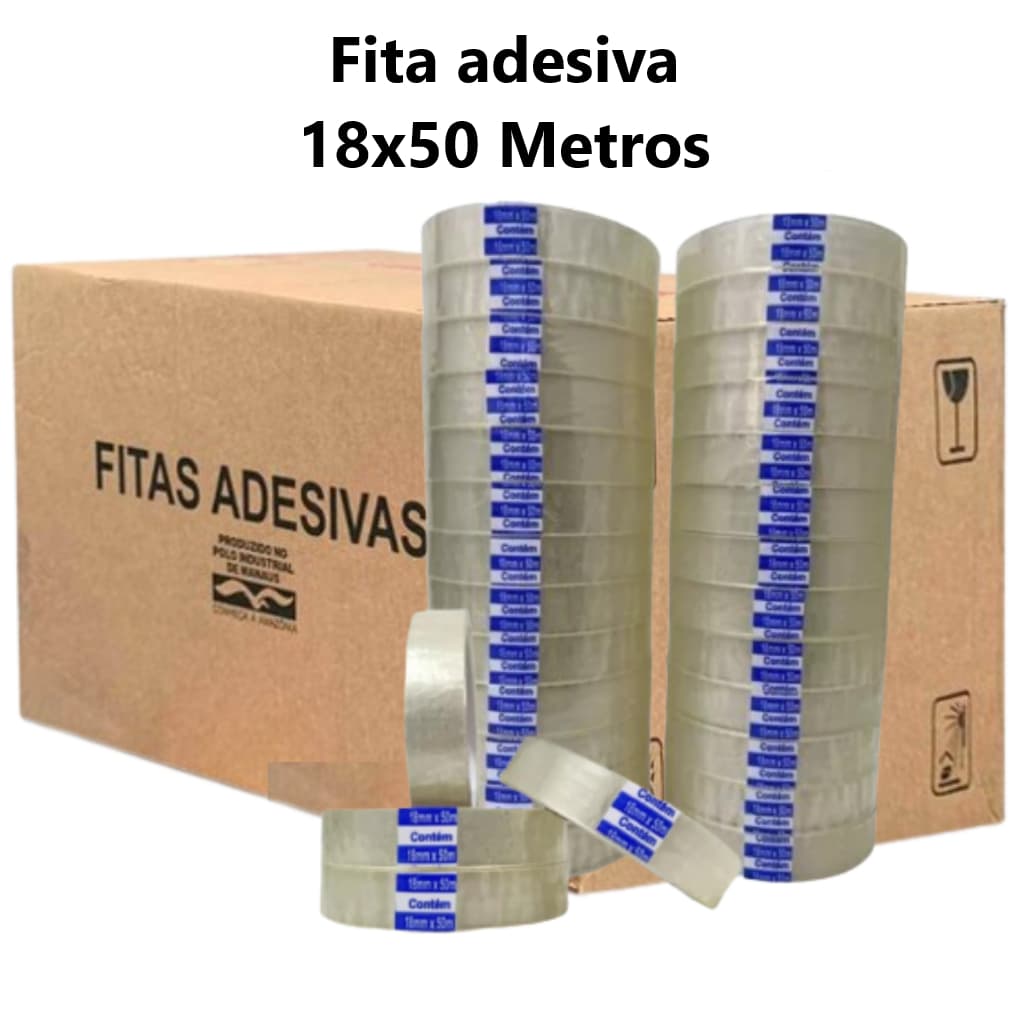Kit com 32 Fitas 18mm X 50 Metros Transparente Durex