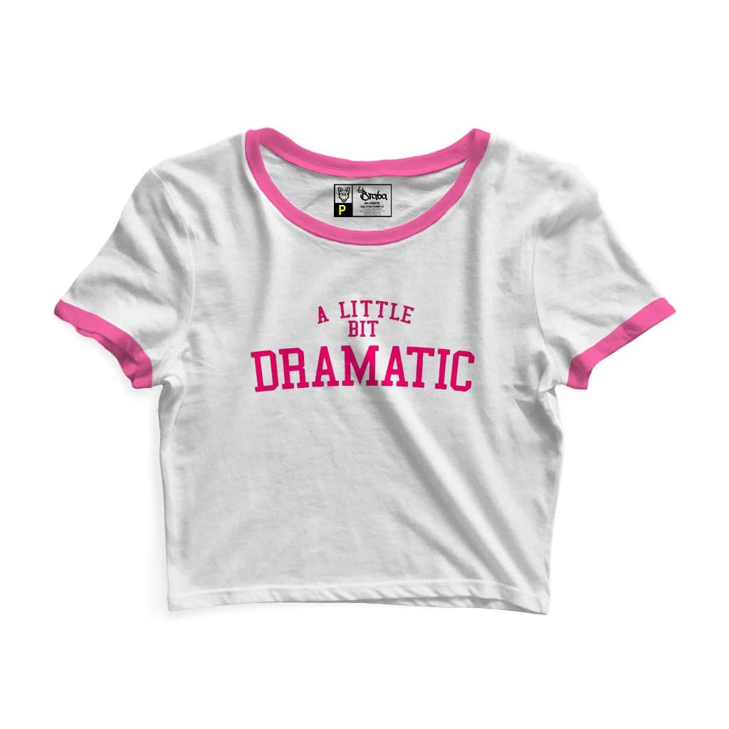 Cropped Blusinha As Braba Dramatic Branco Viés Rosa
