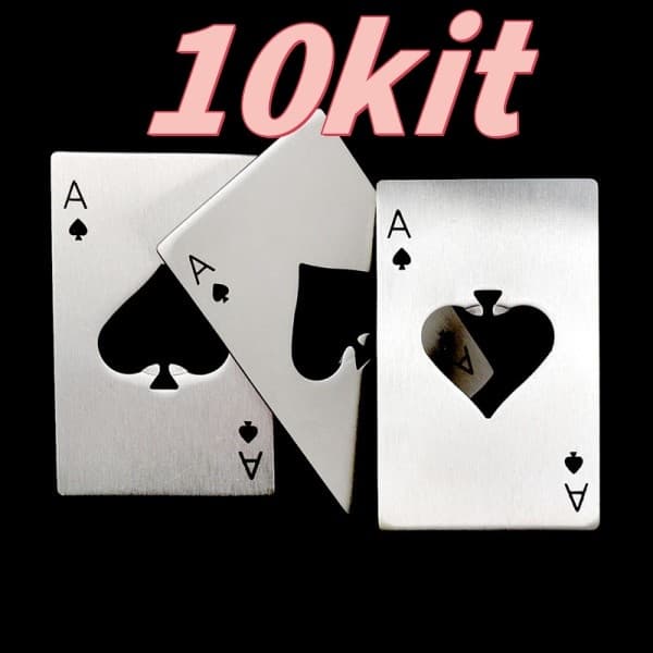 Kit 10 Abridor De Garrafa 8.5*5.4cm Formato Carta De Baralho De Aço Inox Portátil