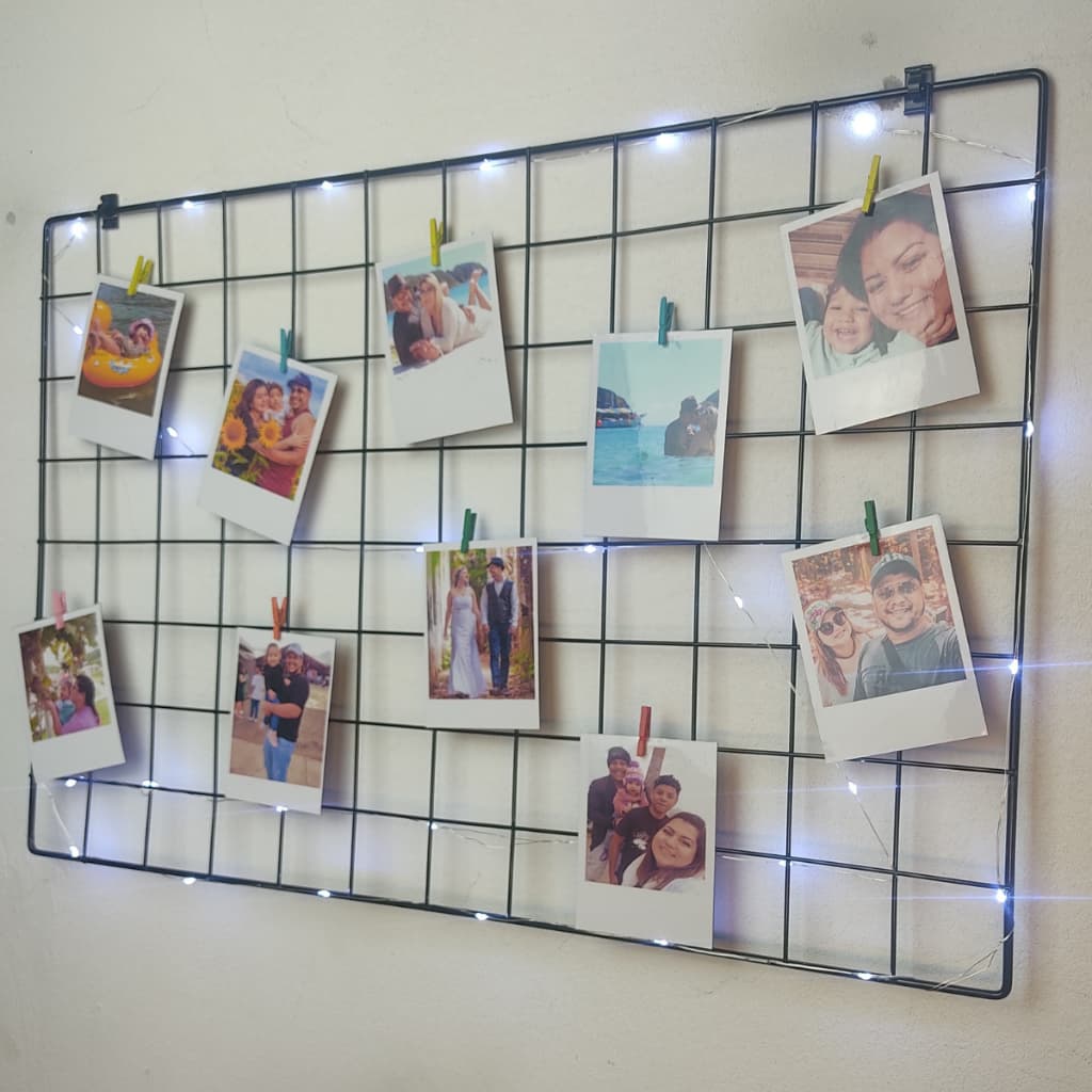 Memory Board Grade De Fotos 40X60 + Cordão de Luzes + 06 Mini Pregadores e Fixadores Com Adesivo