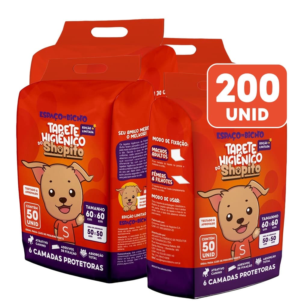 Tapete Higienico Espaço De Bicho Shopito Oficial 200 Unidades Envio Imediato