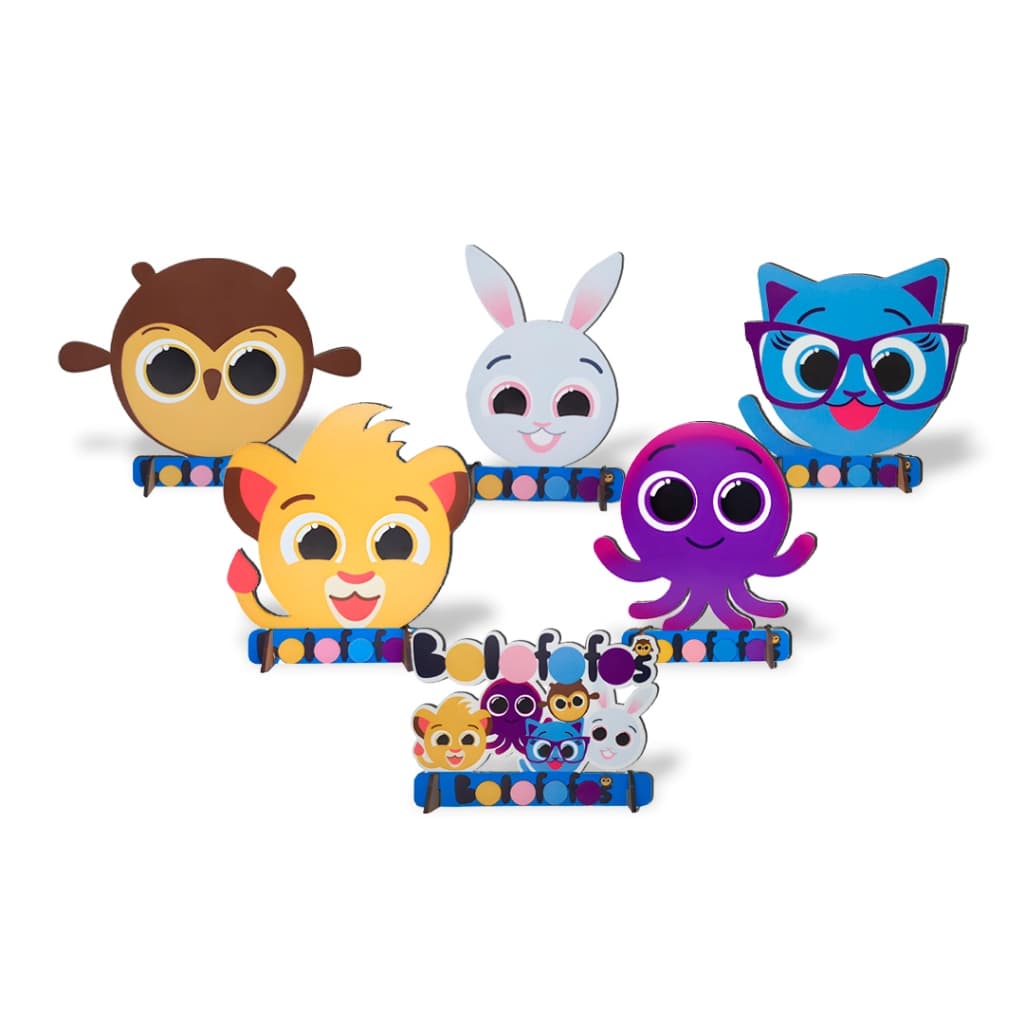 Totens de Mesa Bolofofo Kit com 6 Displays Aniversário Mdf Adesivado