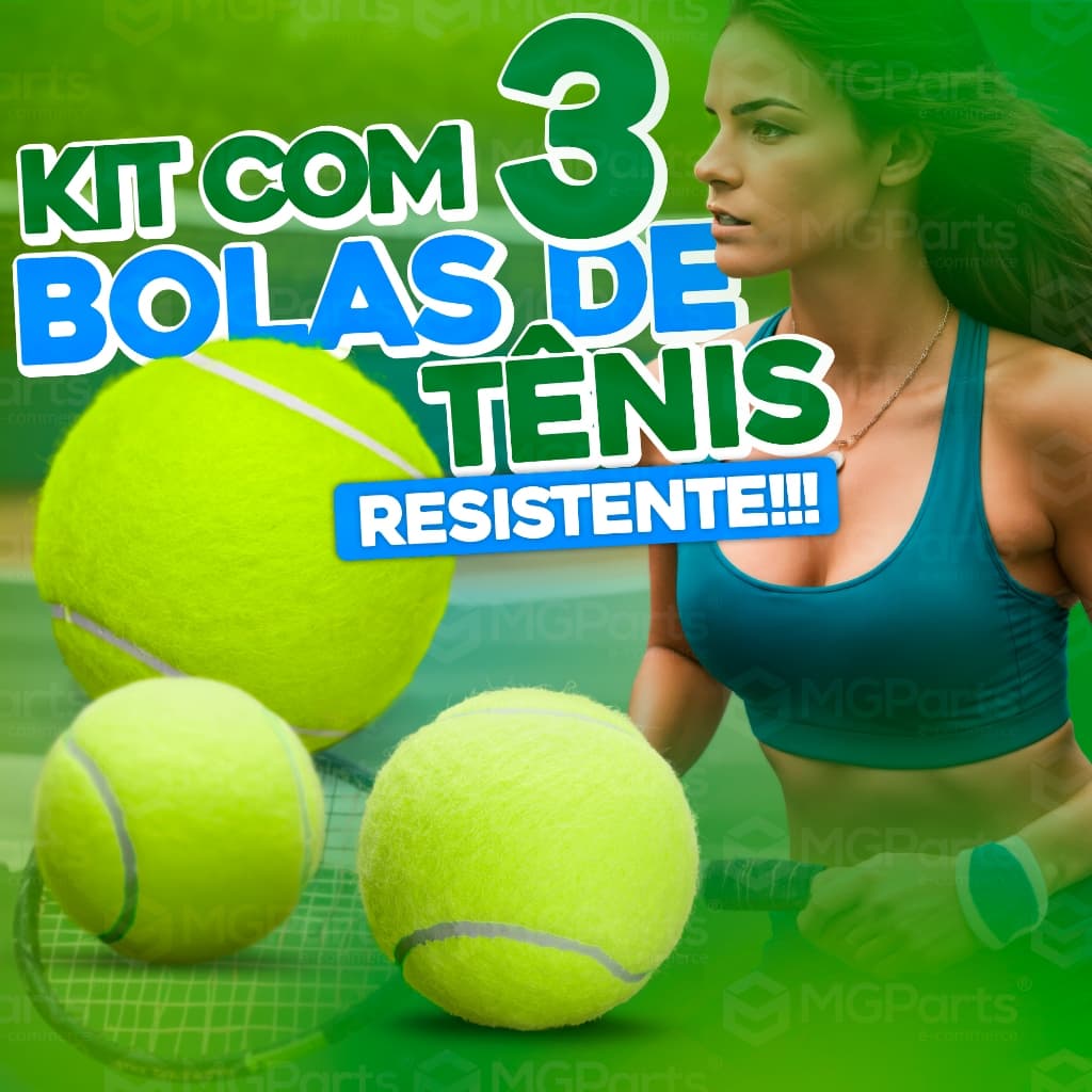 Kit com 3 Bolas de Tênis para Treino Alta Performance Esporte Lazer Jogos ao Ar Livre Pet Cachorro