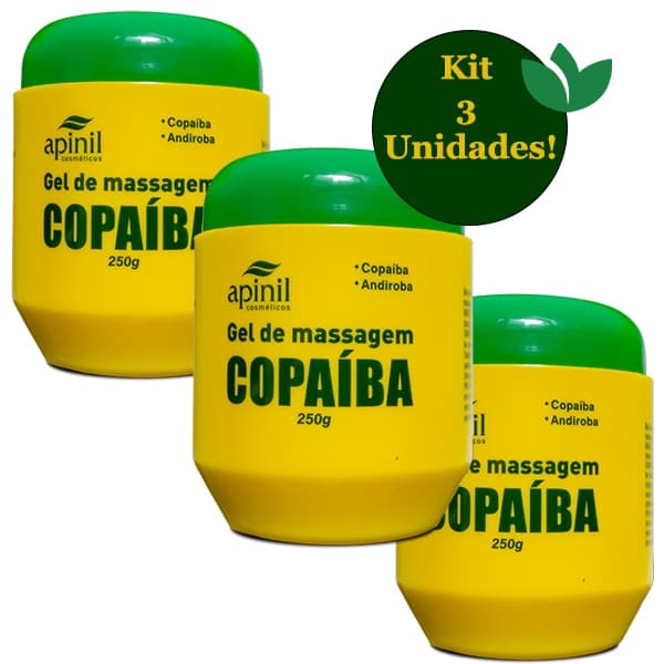 KIT 3 Unidades Gel de Massagem COPAÍBA 250g APINIL