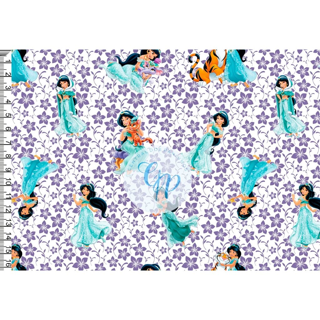 Sintético Doll Estampado - Jasmine - Fundo flores -  0,50 x 1,38