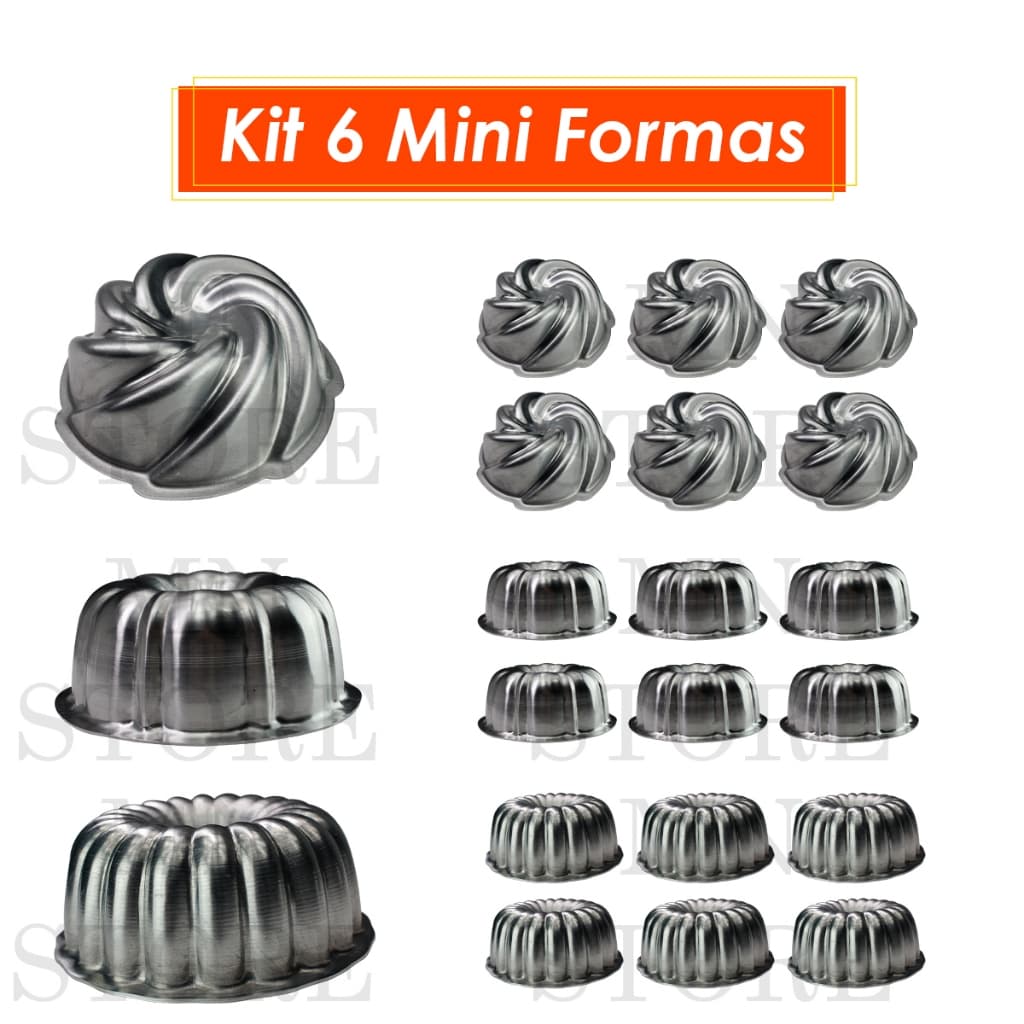 Kit 6 Forma Mini Bolo Vulcao Decorada 9x4 Gomada