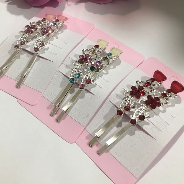 1-12 Pares Grampo De Cabelo Com Strass Colorido