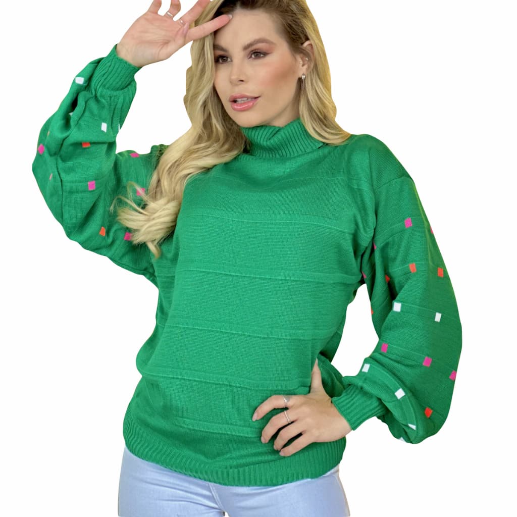 Moda Outono Inverno Lançamento Blusa Trico Malha Lã Frio