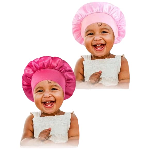 Touca de cetim  criança 2 peças Touca de cabelo cacheado Infantil Meninas, Meninos, Cacheadas, lisos