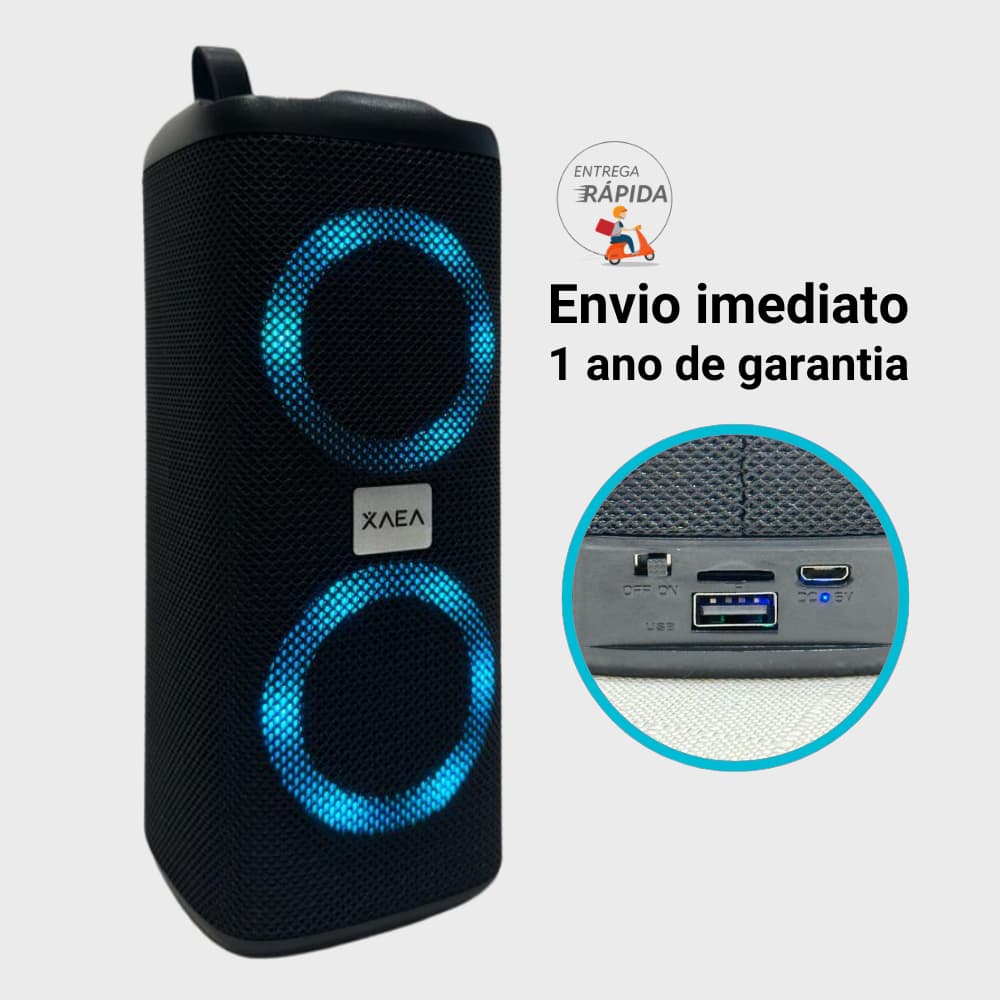 Caixa de som bluetooh pendrive radio led luz bateria otima envio imediato