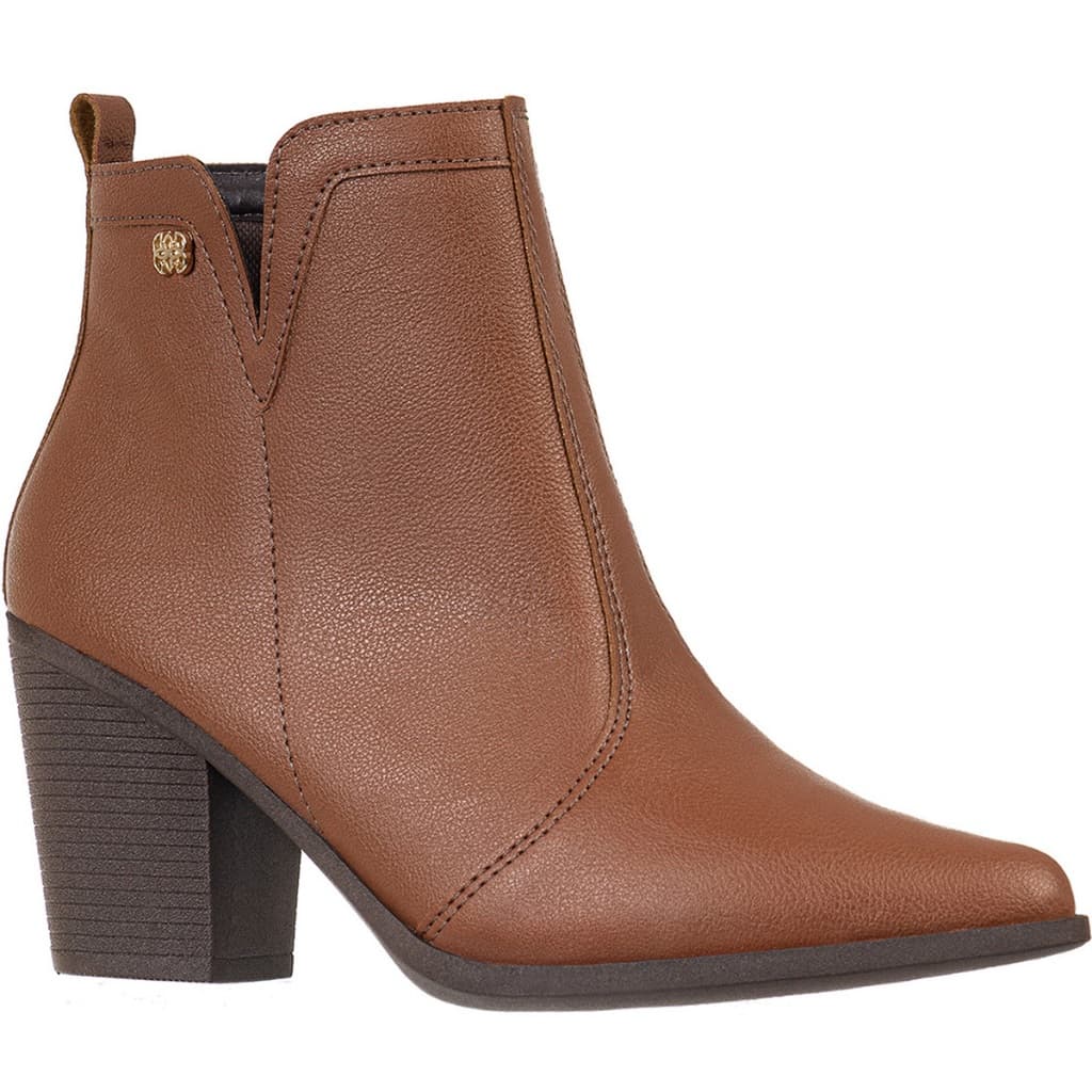 Bota Salto Alto Feminina Western Texana Cano Curto Bico Fino Detalhe Lateral