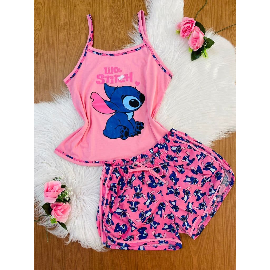 Pijama Baby Doll Infantil Disney Personagem Lilo Stitch  - Roupa De Dormir Para Criança