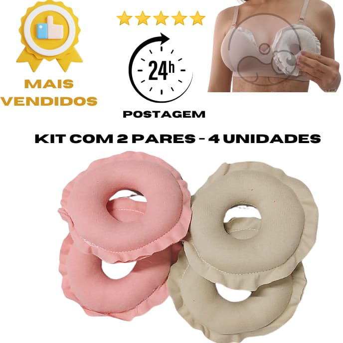 KIT COM 2 PARES  4 UNIDADES Protetores para Seios Rosquinhas Amamentação