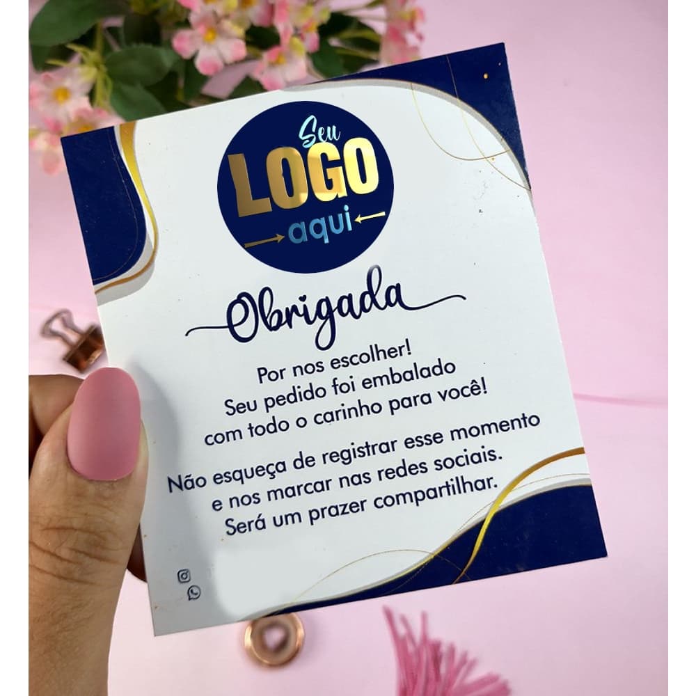 Cartão Agradecimento - Mil unidades ( Fazemos a arte)