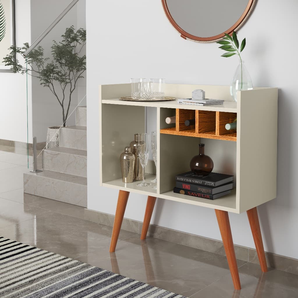 Aparador Bar Modelo RUBI Retro Com Adega Buffet Café Pés Palito