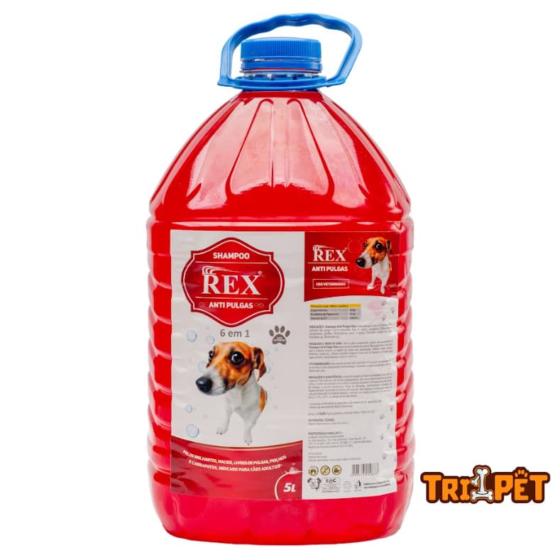 Shampoo Rex Anti Pulgas Cheiroso Para Cachorro Galão 5l Banho Pet