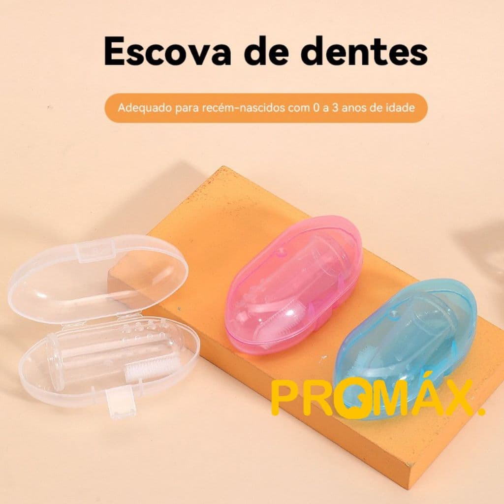 Escova Dente Massageadora De Dedo Para Bebê Silicone Com Estojo