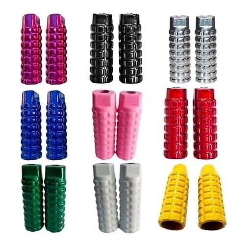 PEDALEIRA (PEZINHO, PEDANA)  (PAR) APOIO TROLHINHA ESPIGA ALUMINIO CORES BIKES (pequenas)7,5 cm comprimento