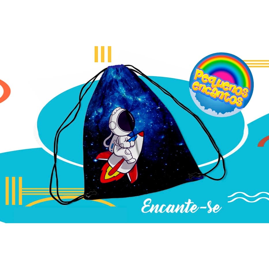 KIT 10 MOCHILINHAS PERSONALIZADAS ASTRONAUTA PARA FESTA INFANTIL