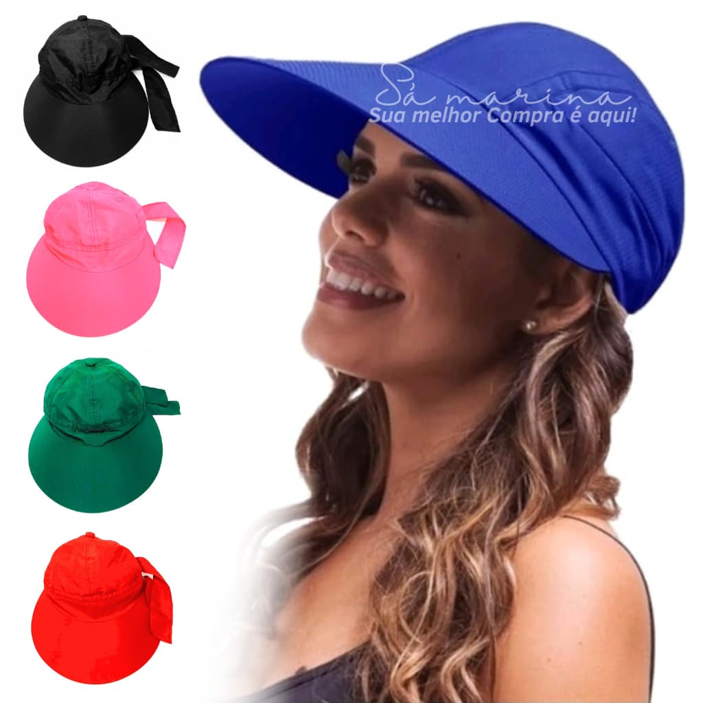 Viseira Feminina Tecido Aba Larga Proteção ao Sol