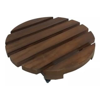 Suporte Para Vaso 30cm Redondo Madeira Roda Prático envernizado