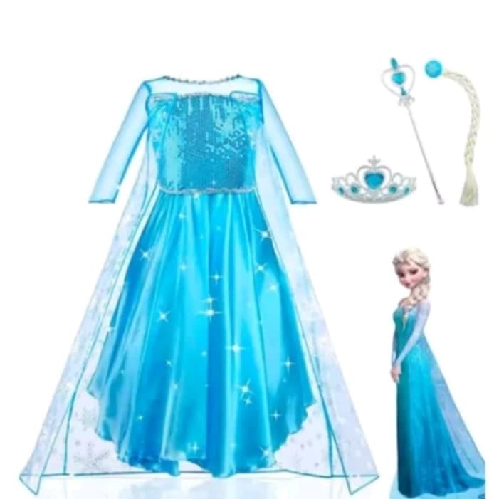 Fantasia Elza Frozen + Acessórios Envio Rápido 24 hrs