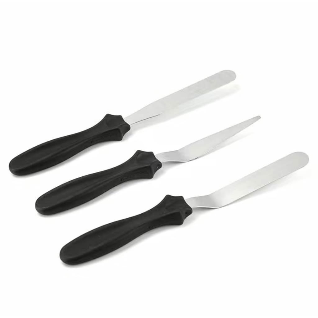 Kit 3 Espátulas Confeiteiro Para Bolos Decorados Pão Em Inox Multiuso