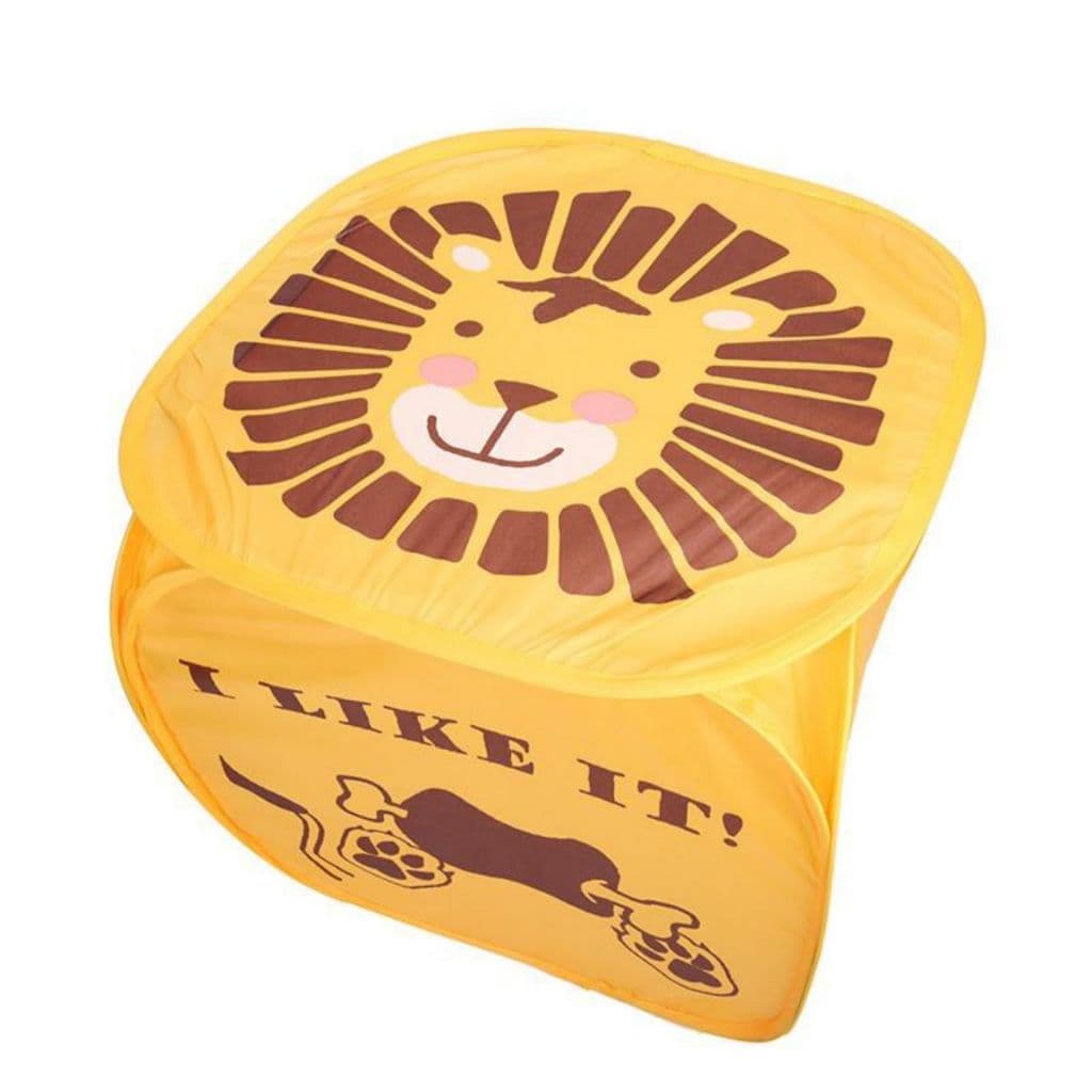 Cesto Dobravel De Nylon Com Tampa Bichinhos 45x45cm