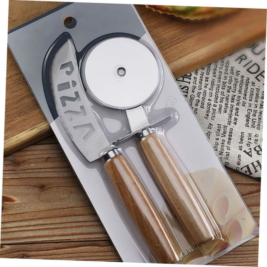 Kit Cortador De Pizza BOLO Em Inox Cabo Madeira