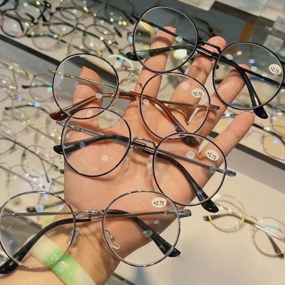 ÓCULOS DE METAL REDONDO DE GRAU +1.0 ATÉ +4,00 unissex