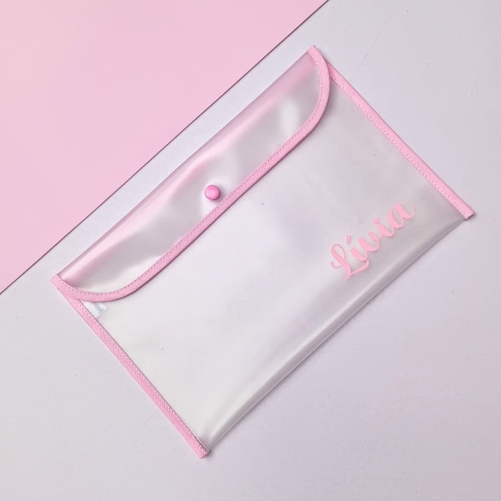 Necessaire Porta Caderneta de Vacinação (A5) e/ou Porta Certidão de Nascimento (A4) Personalizada com Nome