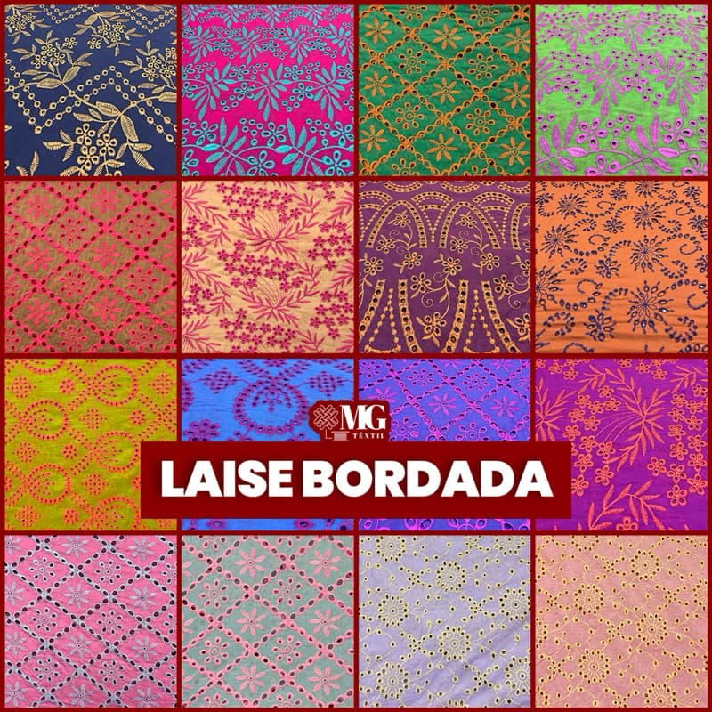 Tecido Leze/Lese/lesie/Laise Bordada Bicolor 100% Algodão no metro!