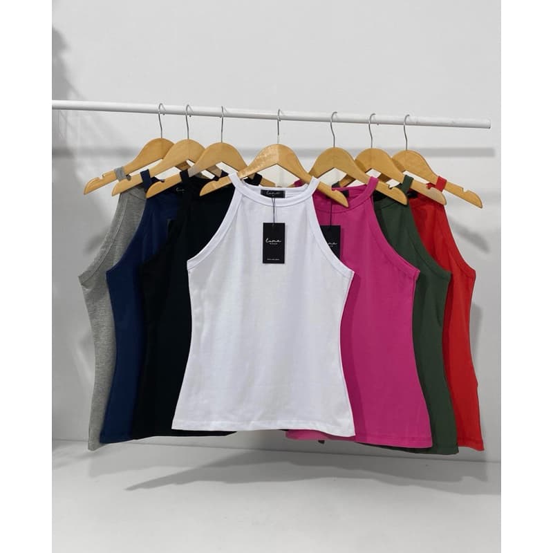 Blusa Golinha Alta Algodão Lisa Basica Regata Trabalho Dia a Dia Passeio Verão Calor Elastano Confortável Blusinha