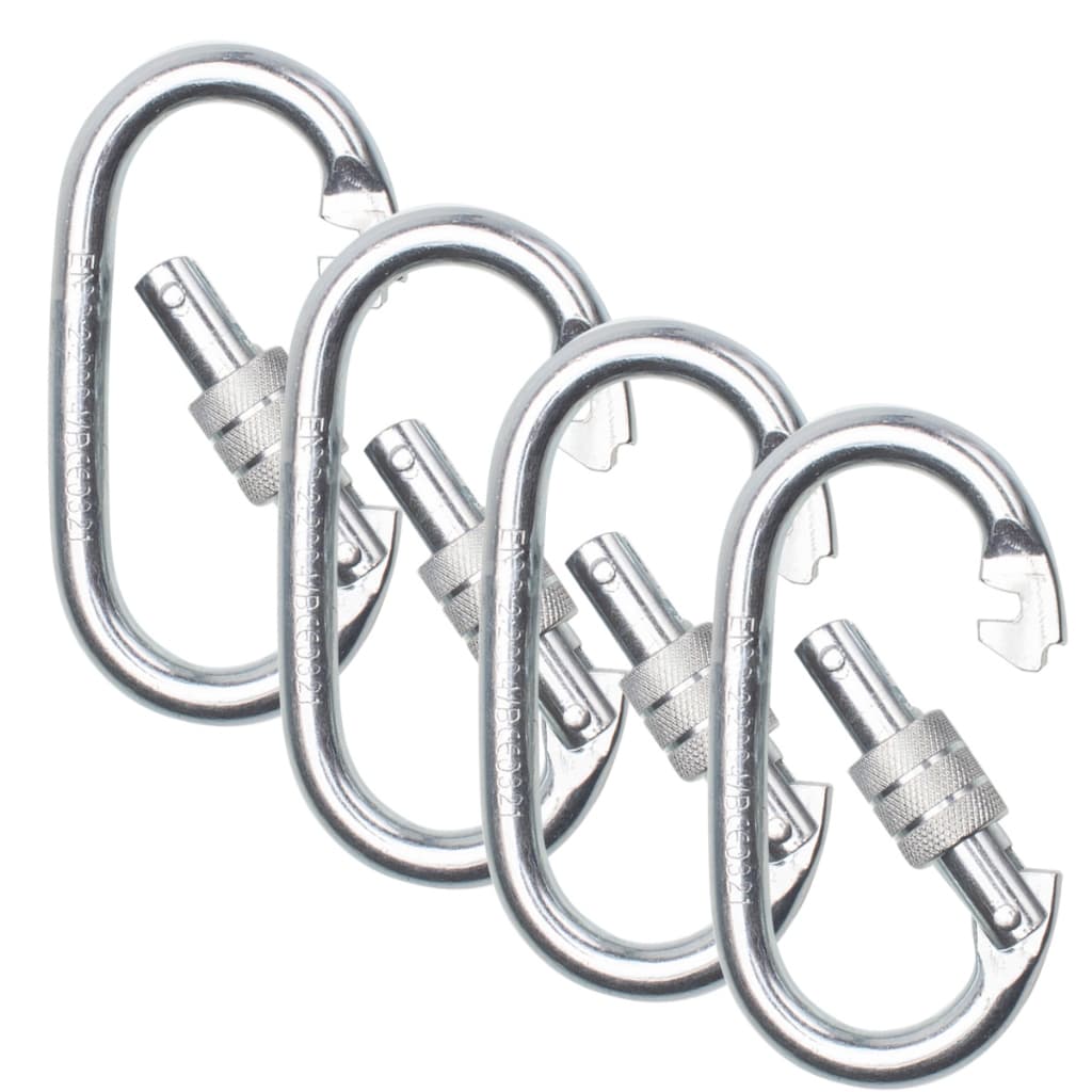 Kit 4 / 8 Mosquetão Aço Oval Rosca 3kn 300kg Trava Dupla