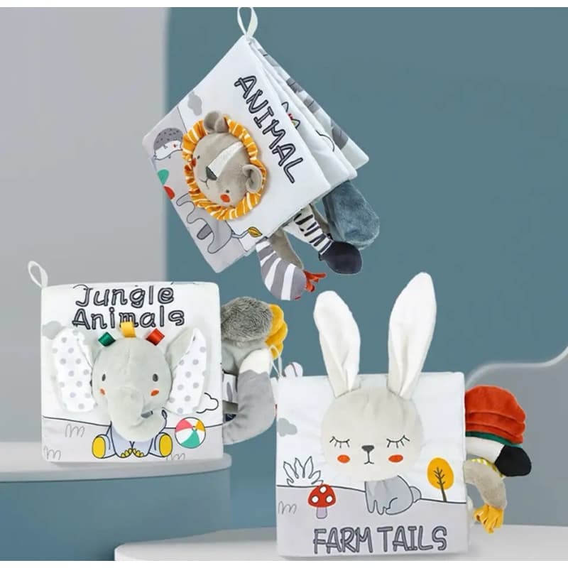 Livros Sensoriais de Atividade em Preto e Branco para Bebê, Livro de Pano, Desenvolv Brinquedos Montessori para Crianças