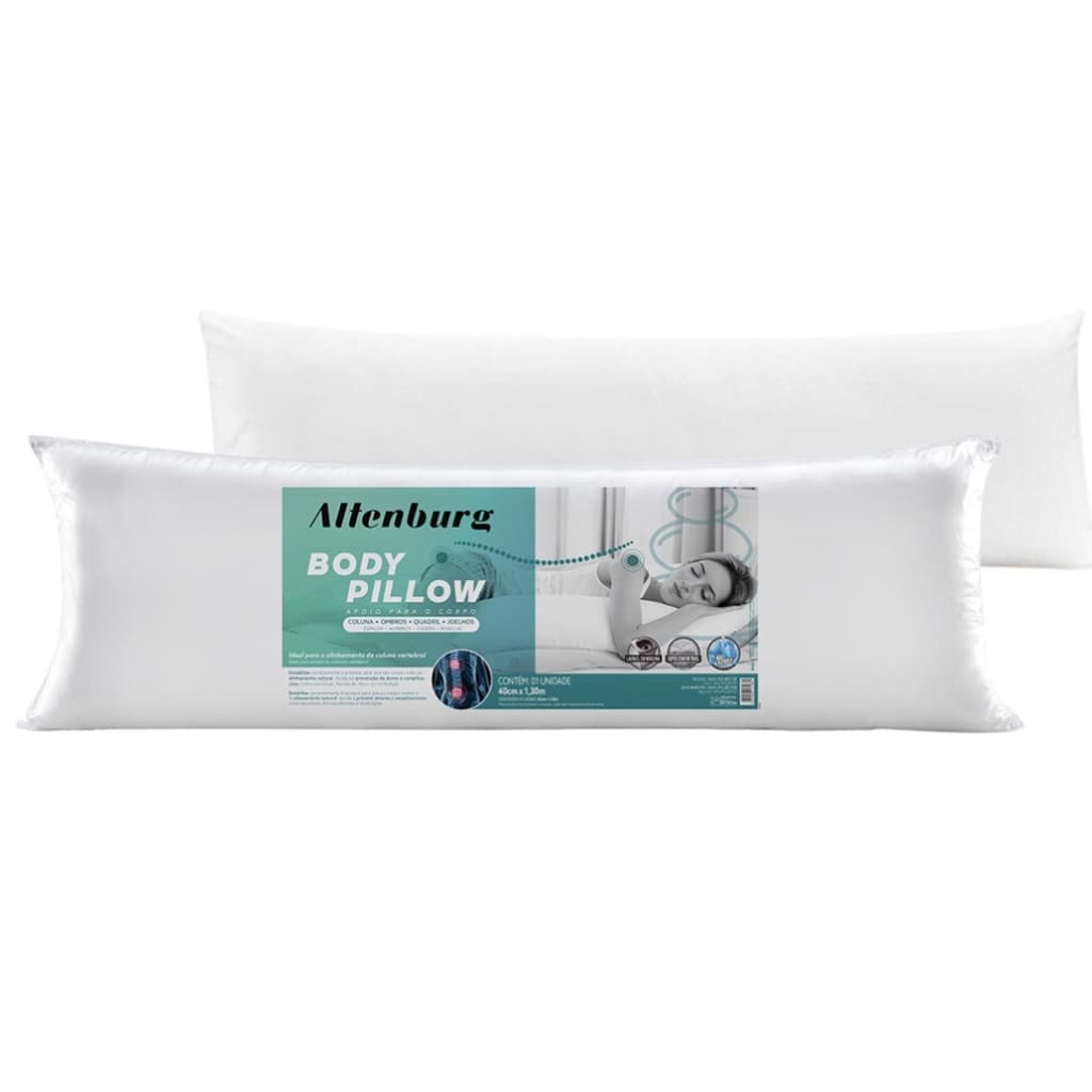 Travesseiro de Corpo Body Pillow Altenburg Antialérgico 40cm x 1,30m Gestante Xuxão