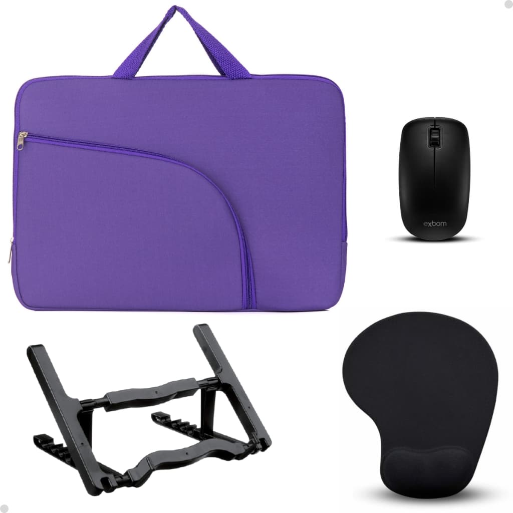 Capa Notebook Executiva + Mouse Sem Fio + Suporte + Mousepad