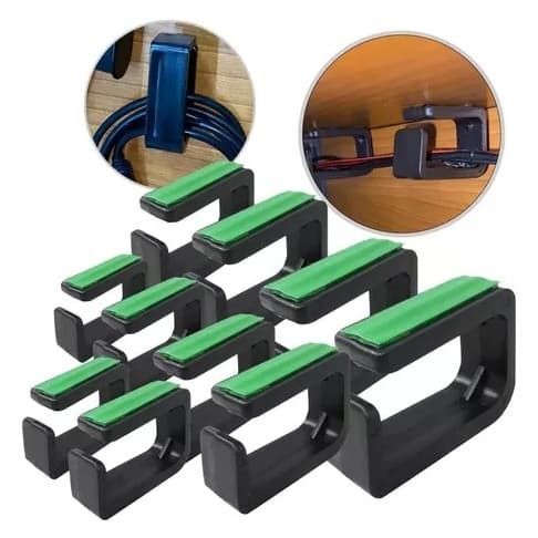 Kit com 10 Organizador de Cabos / Passa Fio para Mesa Escritorio Sala