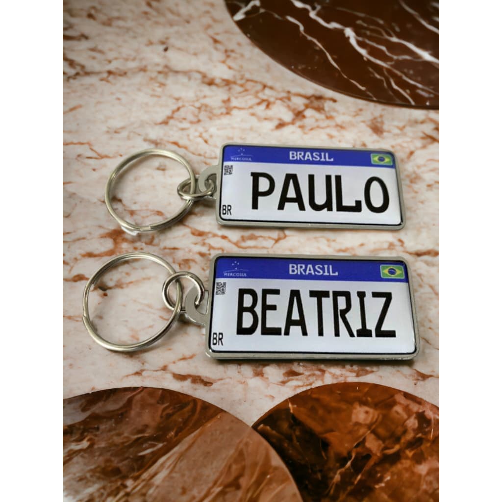 kit 4 Placa Mercosul chaveiro personalizado resinado