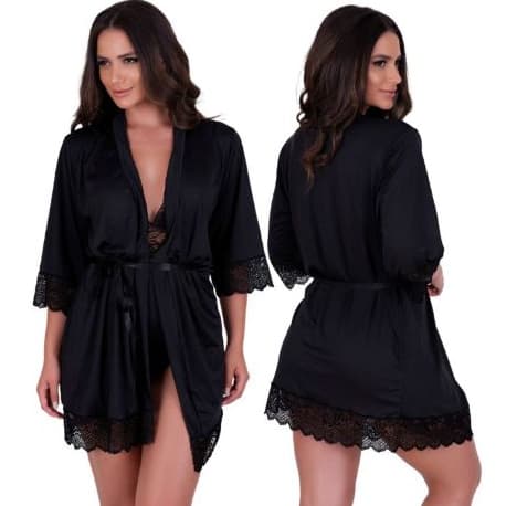Robe Romantic Manga Média Elegante Super Fluido e Leve