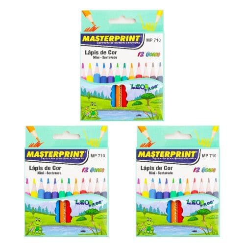 Kit 10 Caixas de Lápis de Cor Mini Caixa com 12 Cores Masterprint