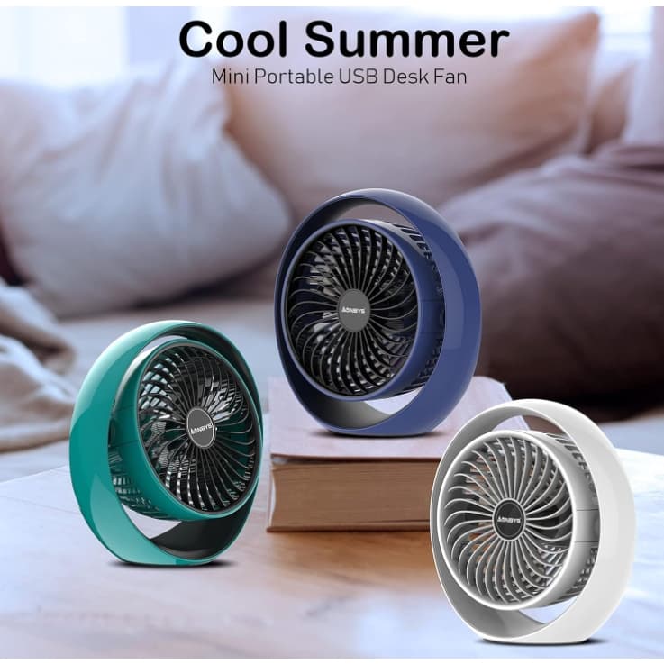 Mini Ventilador Portátil USB Recarregável Silencioso 3 Velocidades Ventoinha de Mesa
